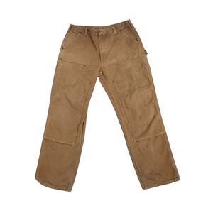 VTG Carhartt Double Knee Rivet Carpenter Pants Size 34x31 B01 BRN USA Made